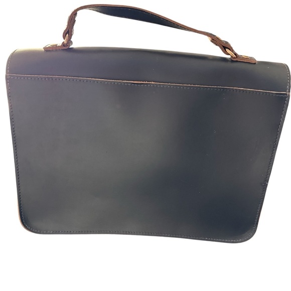 Mark and Graham Navy Leather Messenger Bag Work Travel Crossbody - Picture 10 of 13